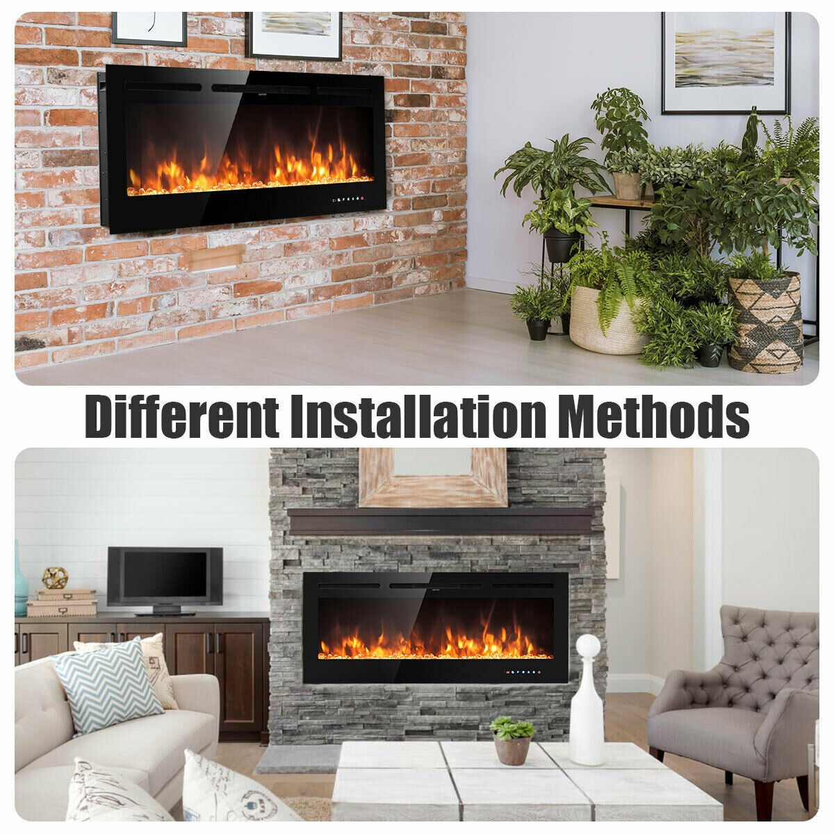 Recessed Electric Insert Wall Mounted Fireplace