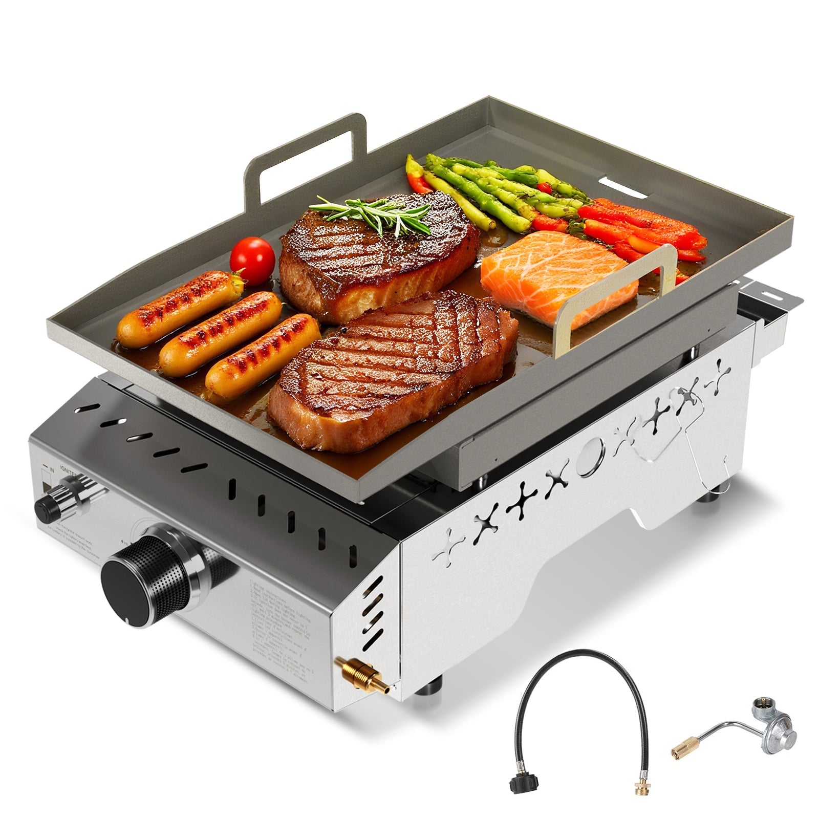 R.W.FLAME 18 Inch 8000 BTU Stainless Steel Tabletop Propane Grill with Handle R.W.FLAME