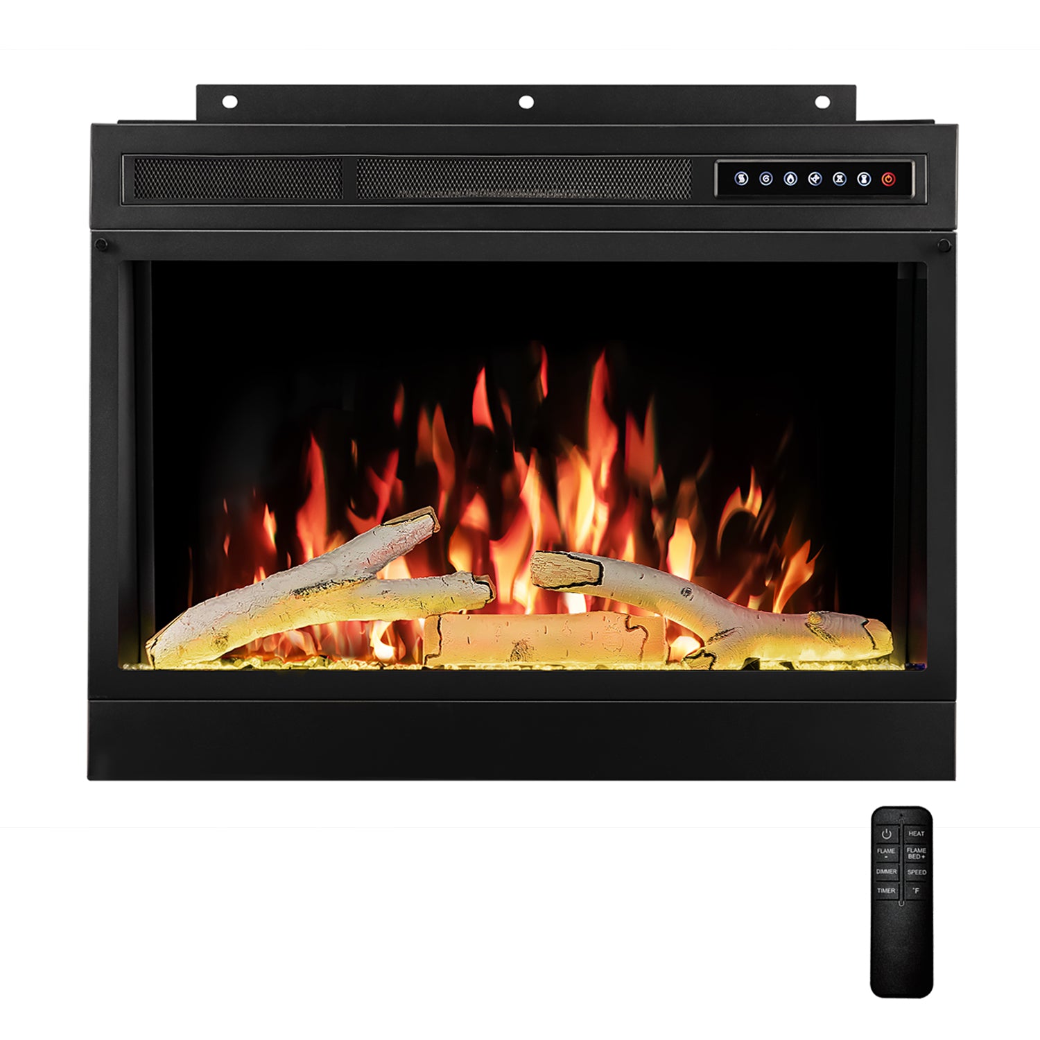 R.W.FLAME 28" Electric Fireplace Insert with Adjustable 5 Flame Colors, 12 Log Colors, 5 Flame Speeds and Brightness