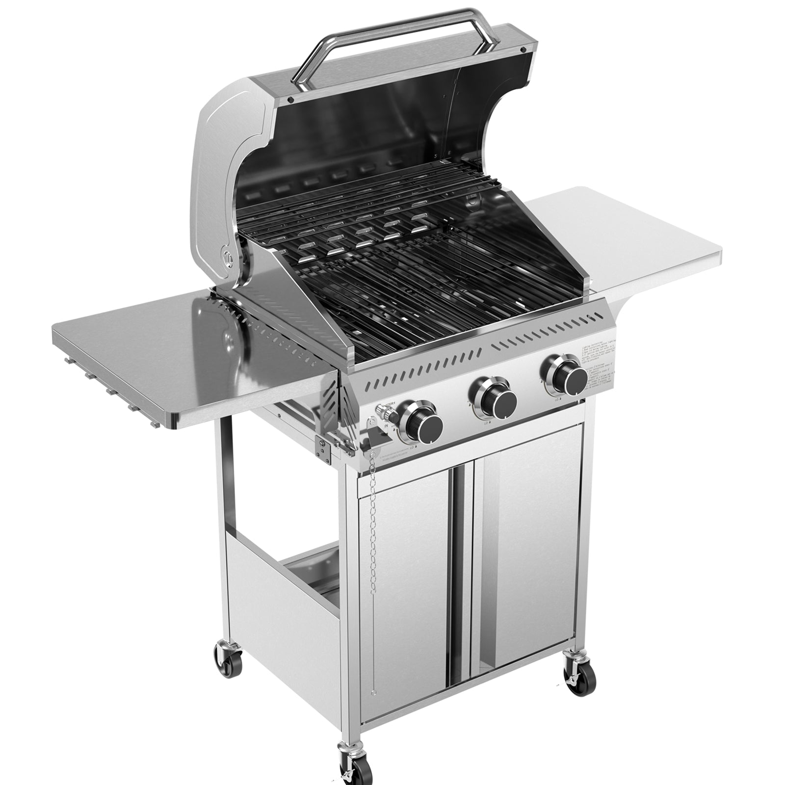 R.W.FLAME 3-Burner 24,000 BTU Stainless Steel Gas Grill with Folding Side Tables for Barbecue Camping R.W.FLAME