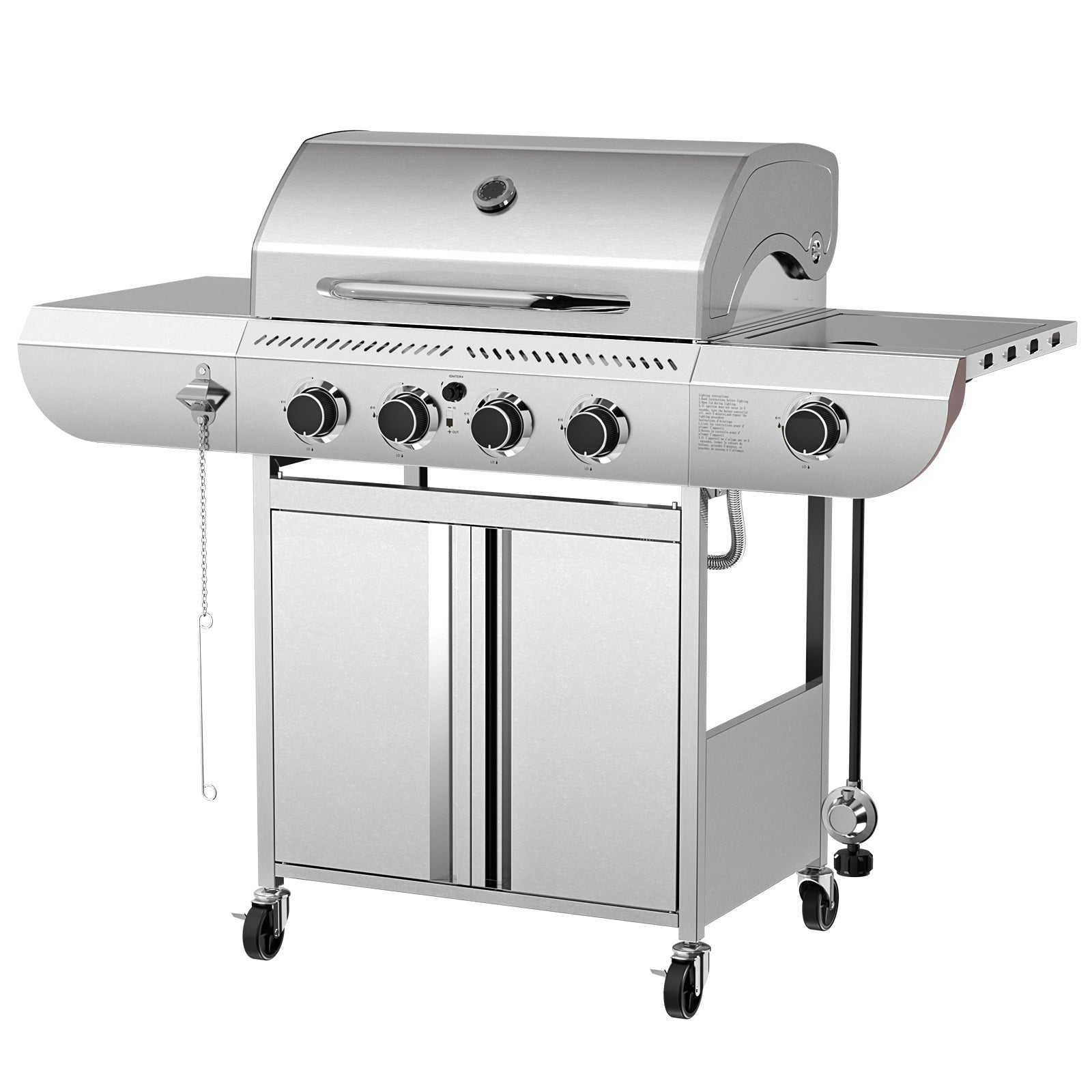 R.W.FLAME 4-Burner 42000 BTU Propane Gas Grill with Side Burners Stainless Steel for Patio Yard R.W.FLAME
