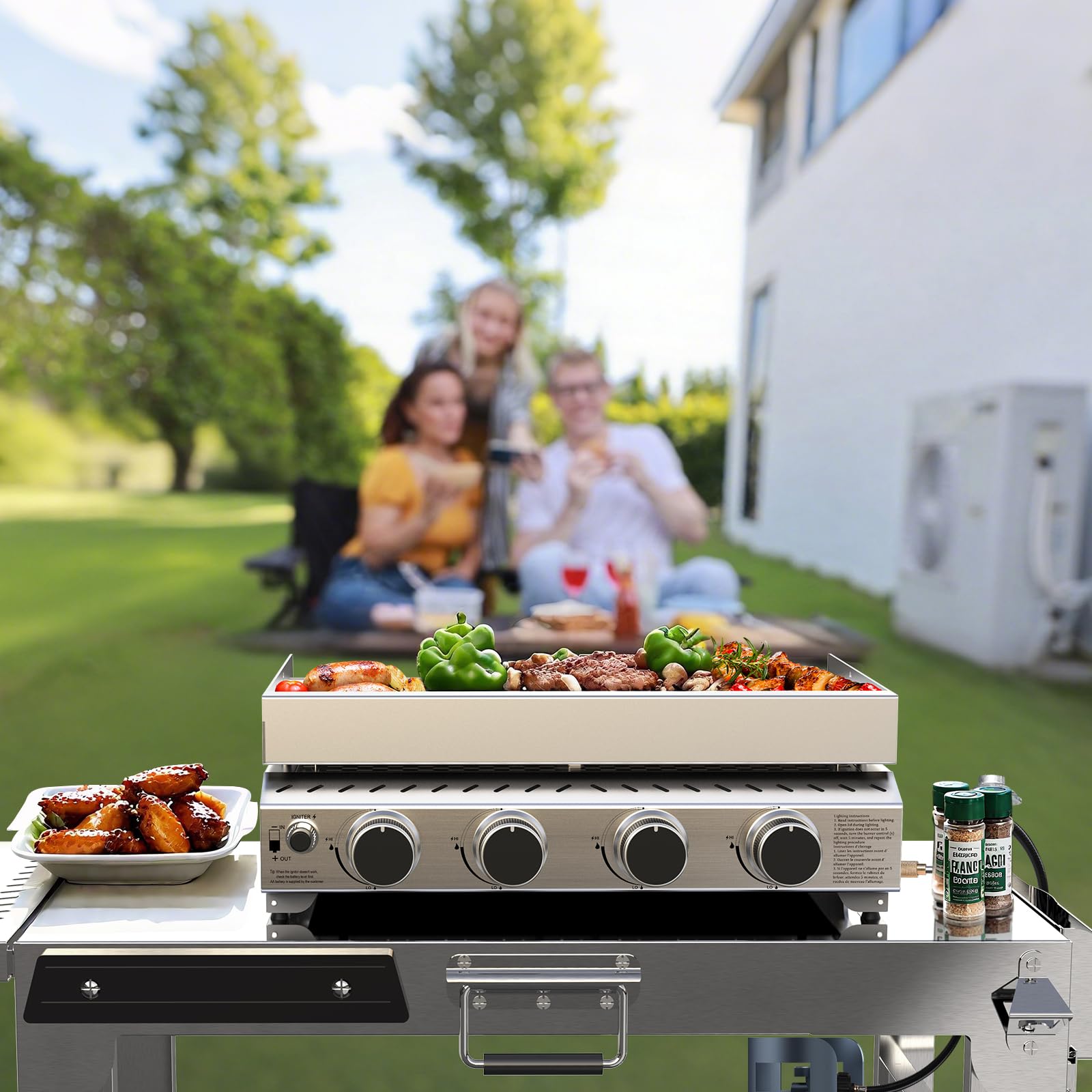 R.W.FLAME 4 Burners 32000BTU Tabletop Stainless Steel Gas Grill with handle R.W.FLAME