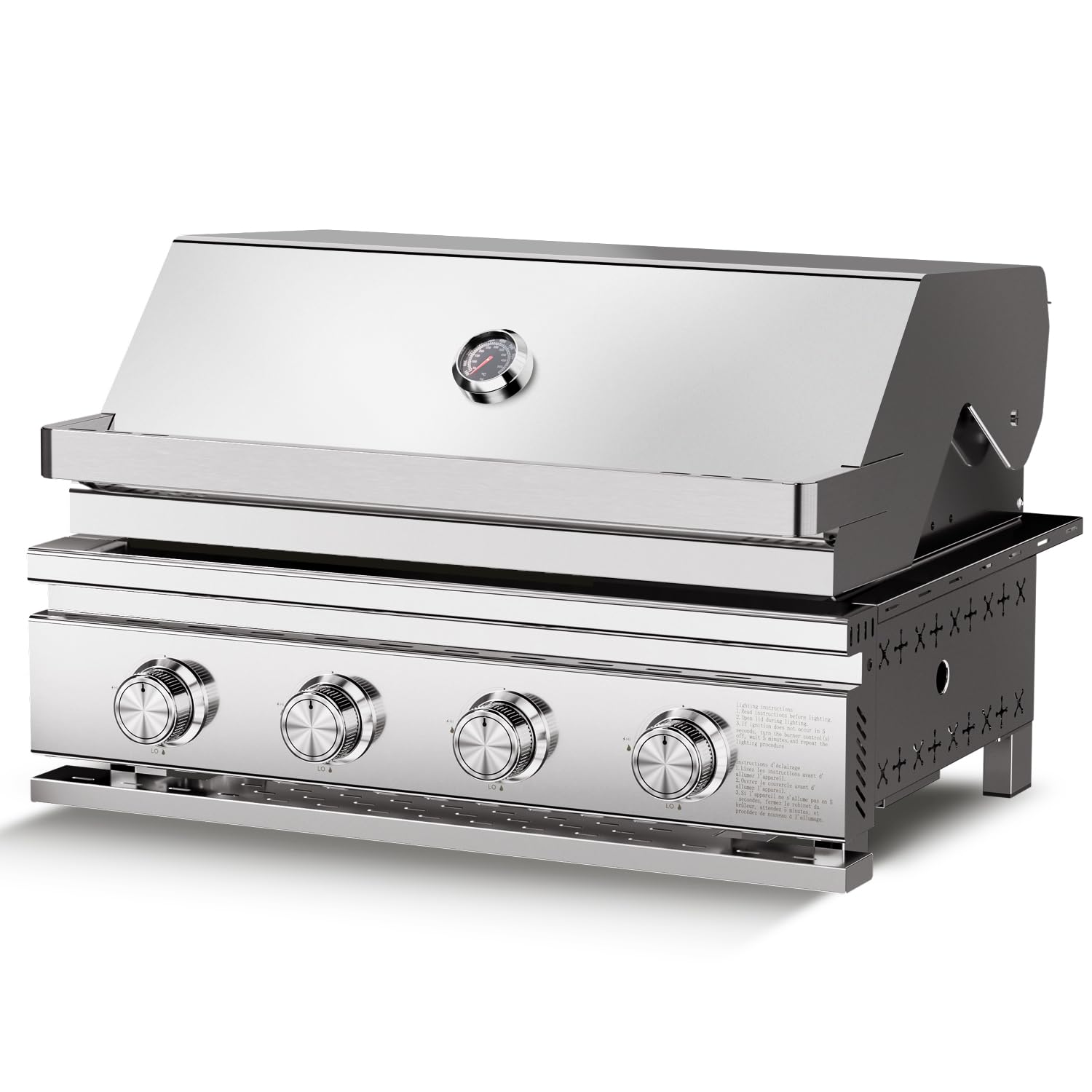 4-Burner 32,000 BTU Propane Gas Grill with Baking Tray Grates ALL-Thickened 304 Stainless Steel R.W.FLAME