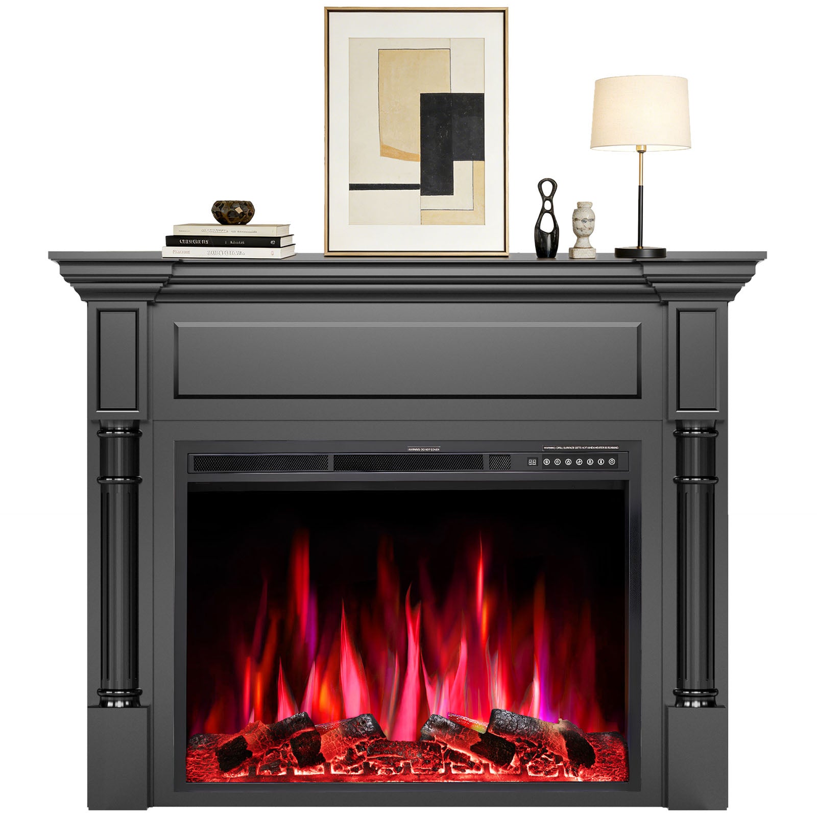 R.W.FLAME 55 Inch Electric Fireplace Mantel with Adjustable Flame, 8H
