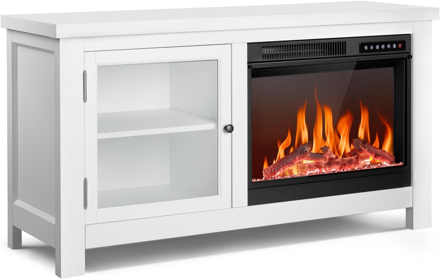 R.W.FLAME Modern Fireplace TV Stand with 23" Electric Fireplace and Storage Cabinets R.W.FLAME