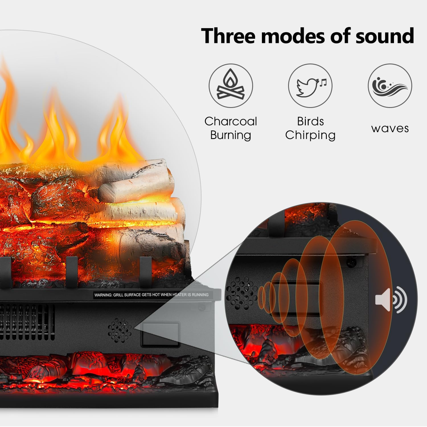 R.W.FLAME 20 Inch Electric Fireplace Log Heater with Crackling Sound and 5 Flame Brightness, 750W/1500W R.W.FLAME