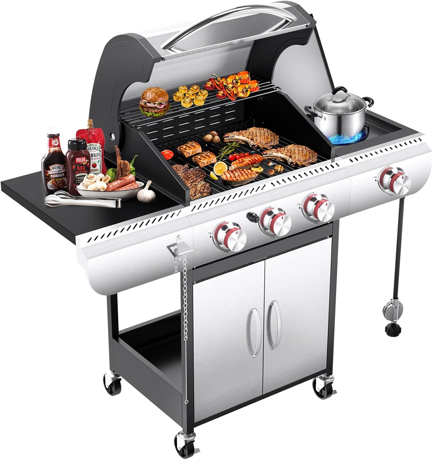 Outdoor Cooking Home Depot Small Gas Grill 4-Burner Propane Gas
