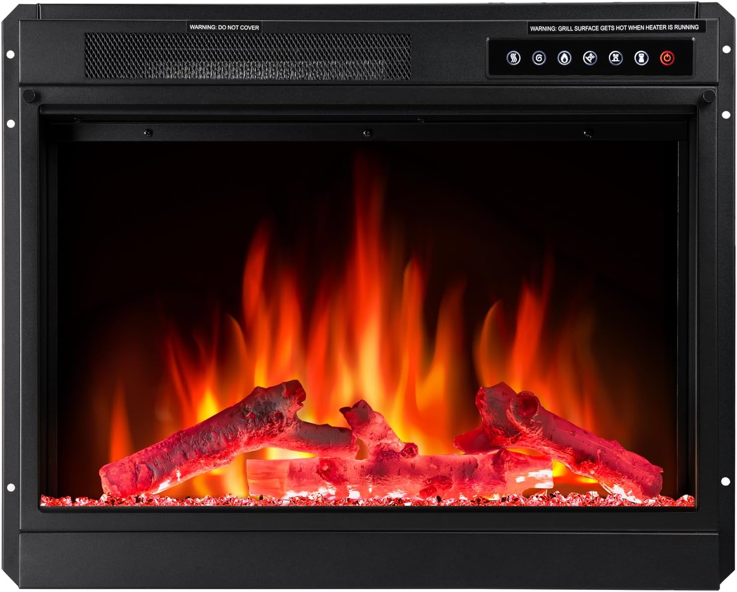 R.W.FLAME 23" Electric Fireplace Insert, Adjustable Led Flame Brightness and 2 Power Setting, 750W/1500W R.W.FLAME