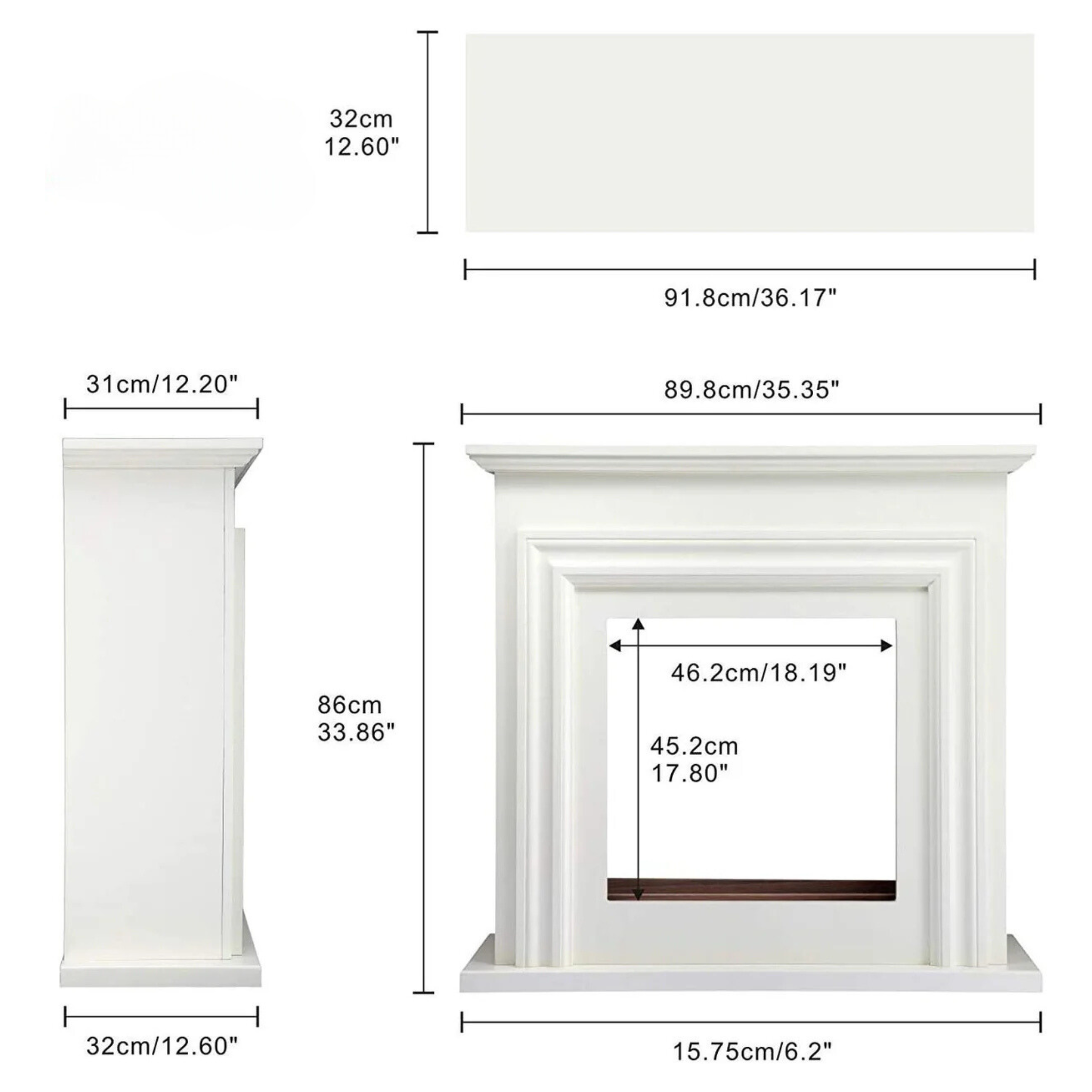 R.W.FLAME 36'' Electric Fireplace with Mantel Package,750 - 1500W R.W.FLAME