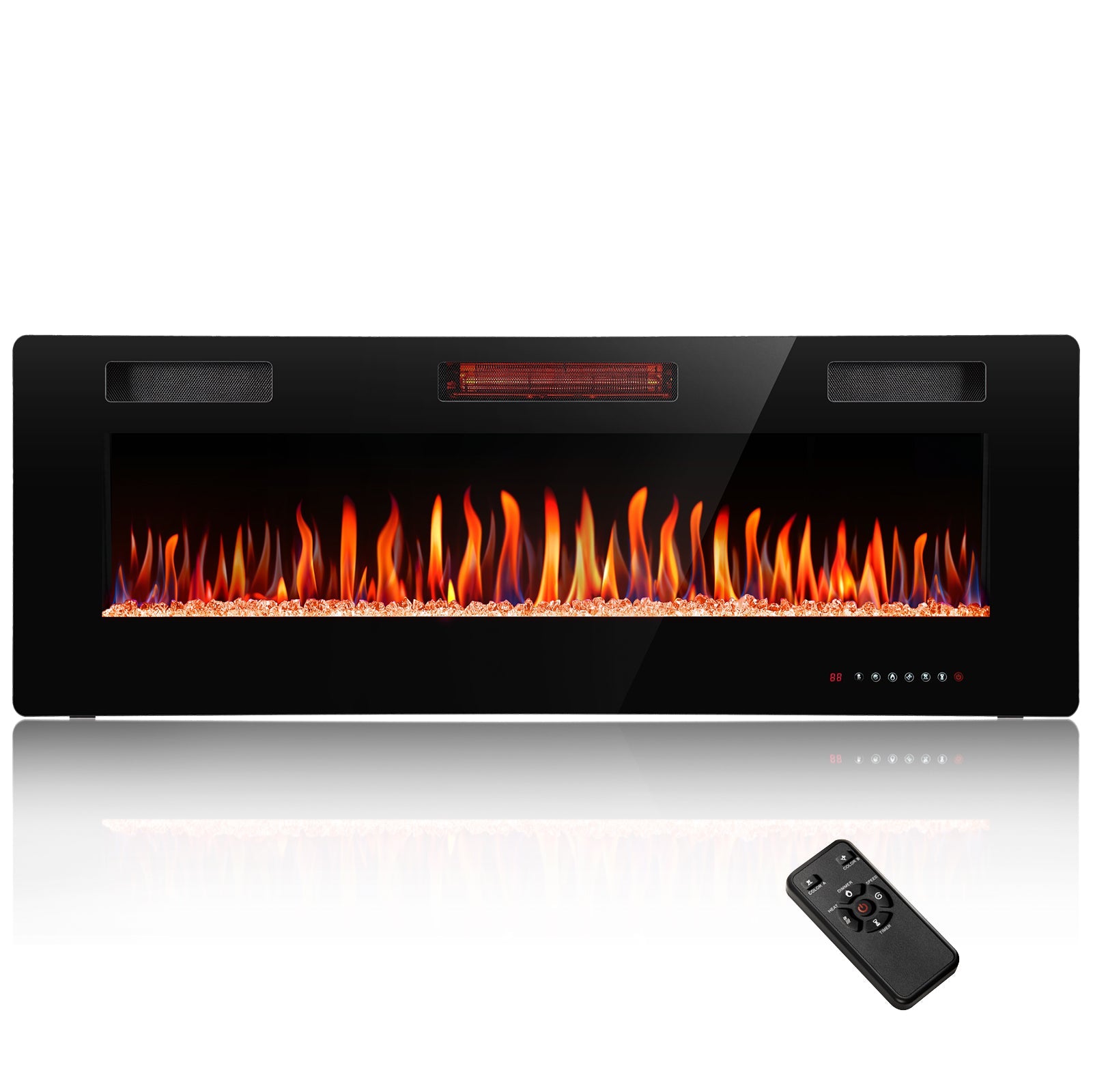 R.W.FLAME 30-68 Inch Electric Fireplace Ultra-Thin Recessed and Wall Mounted with Adjustable Flame and Remote, 750-1500W R.W.FLAME