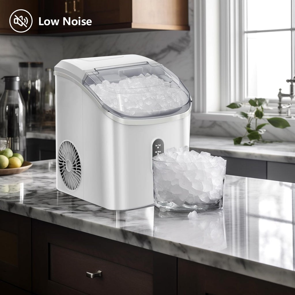 AGLUCKY Nugget Ice Maker Countertop, Portable Ice Maker Machine with Self-Cleaning Function