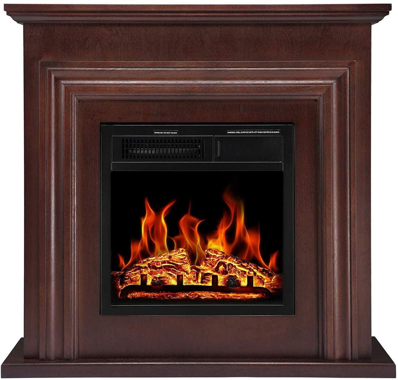 R.W.FLAME 36'' Electric Fireplace with Mantel Package,750-1500W, Brown R.W.FLAME