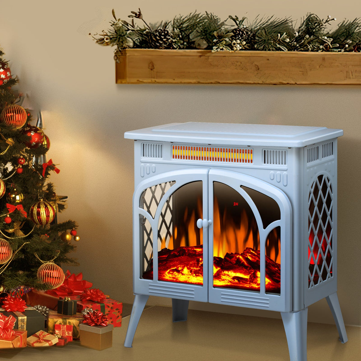 RWflame 25''Electric Fireplace Stove, 3D Infrared Fireplace Heater,Blu –  R.W.FLAME