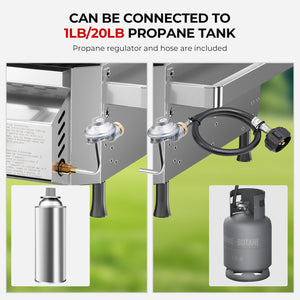 16,000 BTU Dual-Burner Tabletop Gas Grill Stainless Steel with Dual Storage Side Platforms