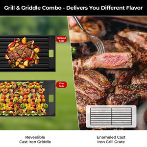 16,000 BTU Dual-Burner Tabletop Gas Grill Stainless Steel with Dual Storage Side Platforms