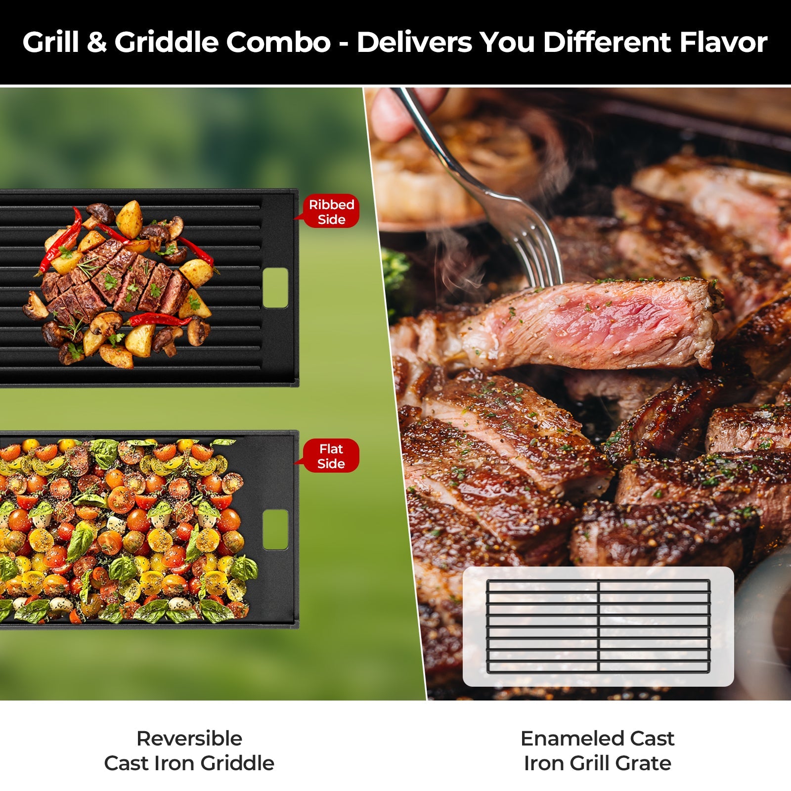 16,000 BTU Dual-Burner Tabletop Gas Grill Stainless Steel with Dual Storage Side Platforms