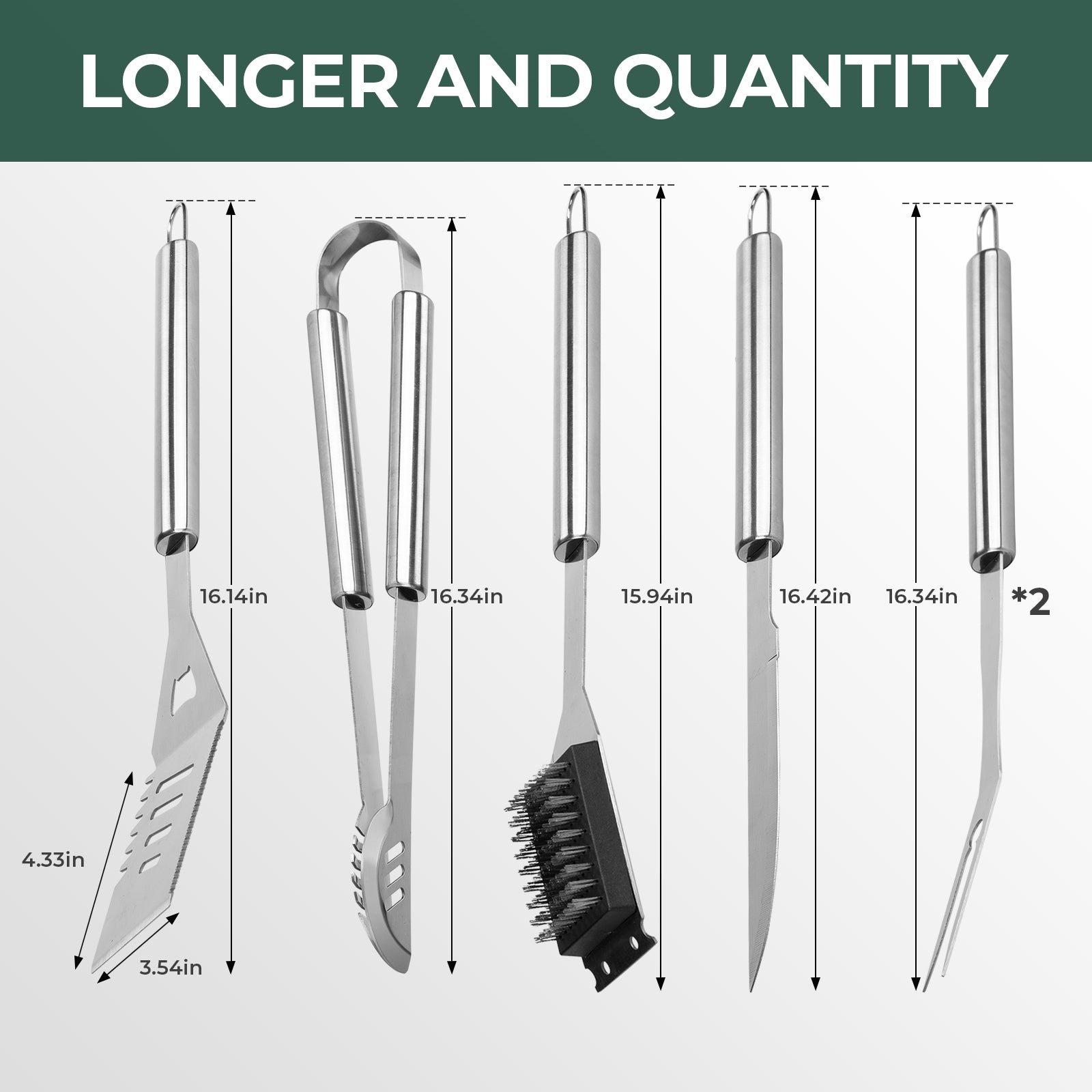 16 Inch Stainless Steel BBQ Grill Tools BBQ Tool Grilling Accessories