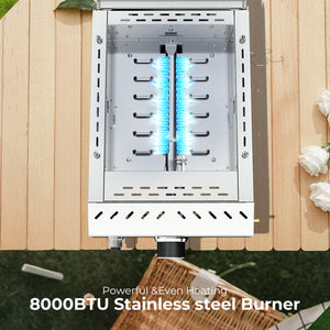 R.W.FLAME 18 Inch 8000 BTU Stainless Steel Tabletop Propane Grill with Handle