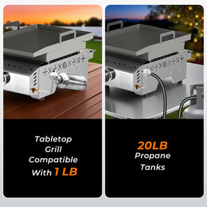 R.W.FLAME 18 Inch 8000 BTU Stainless Steel Tabletop Propane Grill with Handle