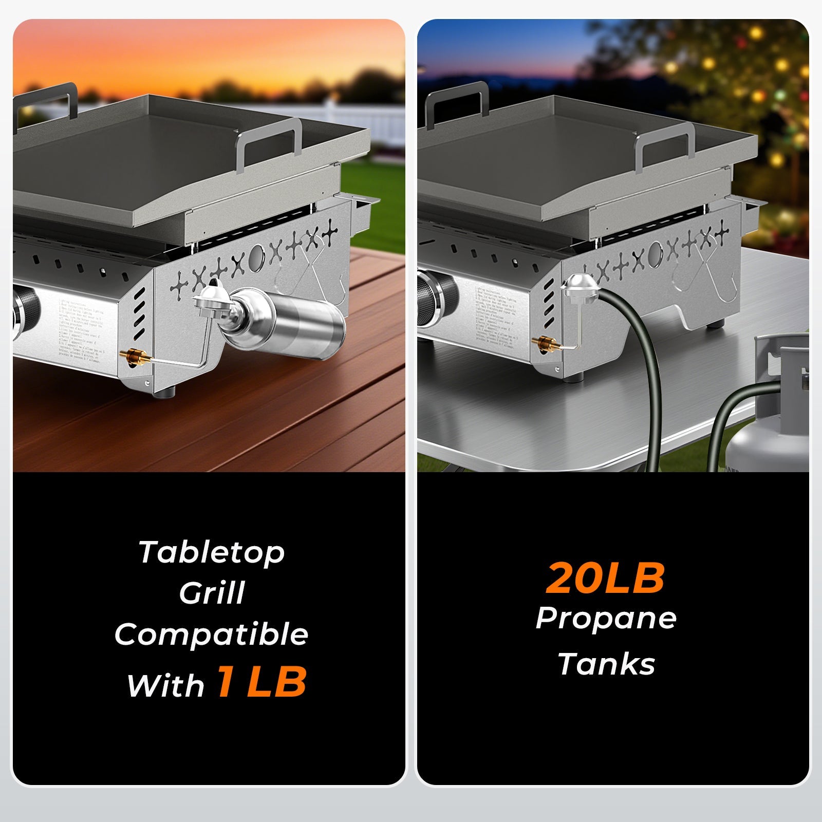 R.W.FLAME 18 Inch 8000 BTU Stainless Steel Tabletop Propane Grill with Handle