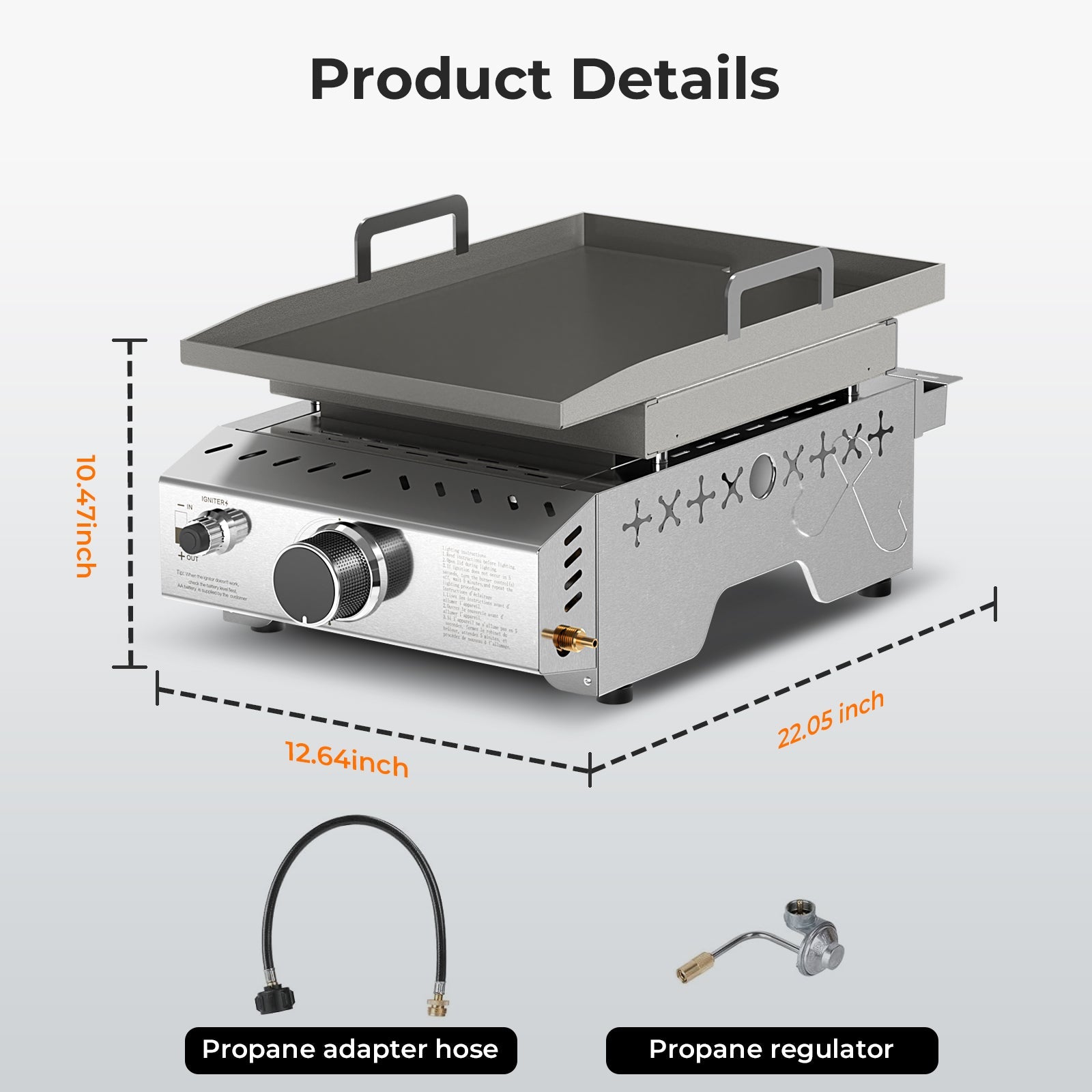 R.W.FLAME 18 Inch 8000 BTU Stainless Steel Tabletop Propane Grill with Handle R.W.FLAME