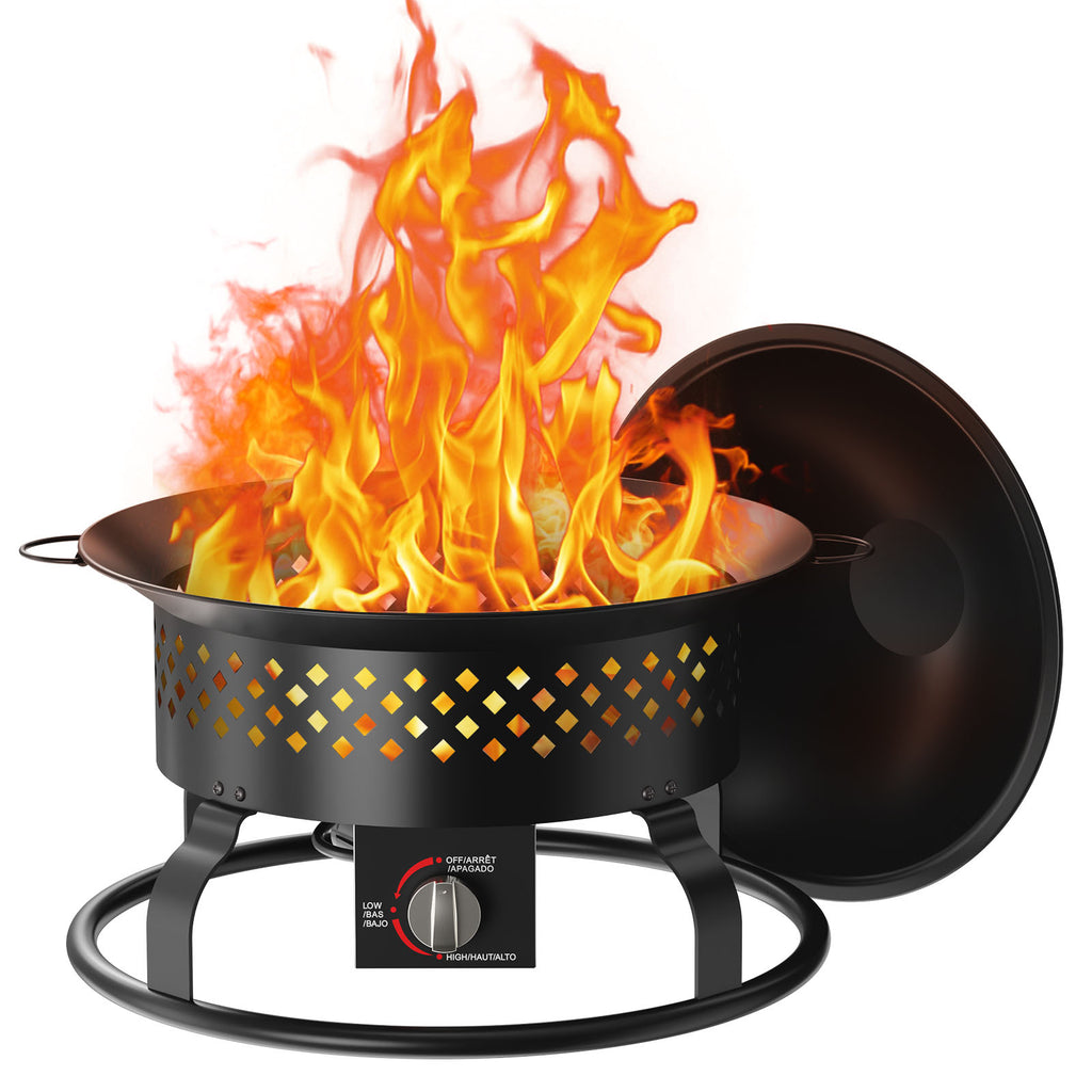 R.W.FLAME 19 Inch Portable Propane Fire Pit 50000 BTU Smokeless with Carry Bag Lava Rocks