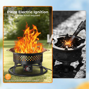 R.W.FLAME 19 Inch Portable Propane Fire Pit 50000 BTU Smokeless with Carry Bag Lava Rocks