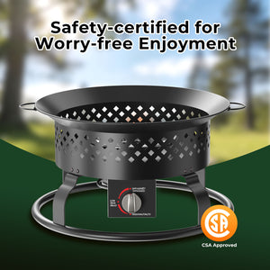 R.W.FLAME 19 Inch Portable Propane Fire Pit 50000 BTU Smokeless with Carry Bag Lava Rocks