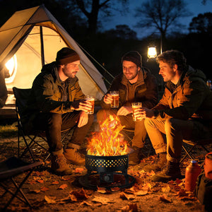 R.W.FLAME 19 Inch Portable Propane Fire Pit 50000 BTU Smokeless with Carry Bag Lava Rocks