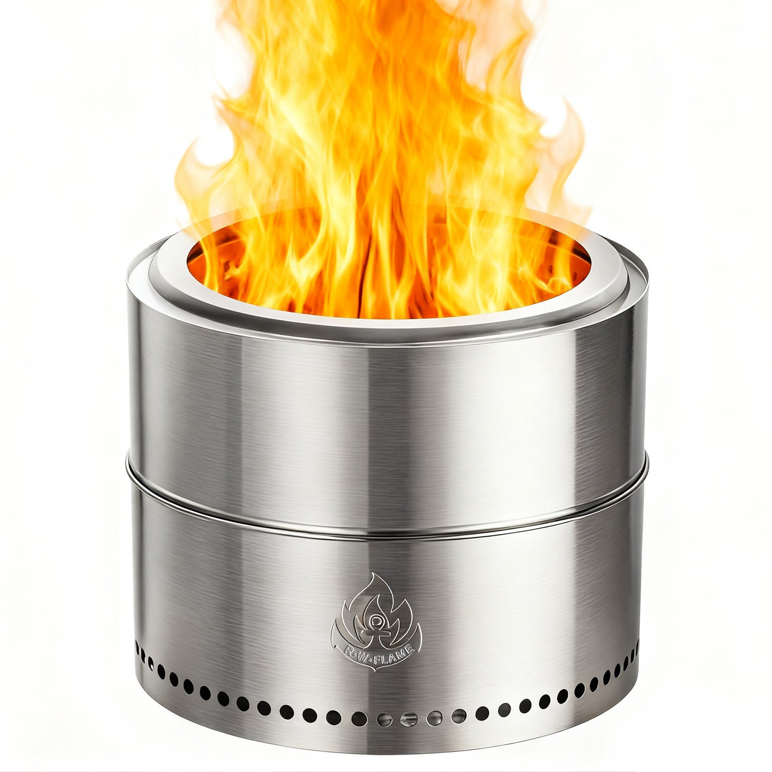 R.W.FLAME 19" Round Stainless SteelSmokeless Fire Pit with Detachable Ash Pan and Carry Bag