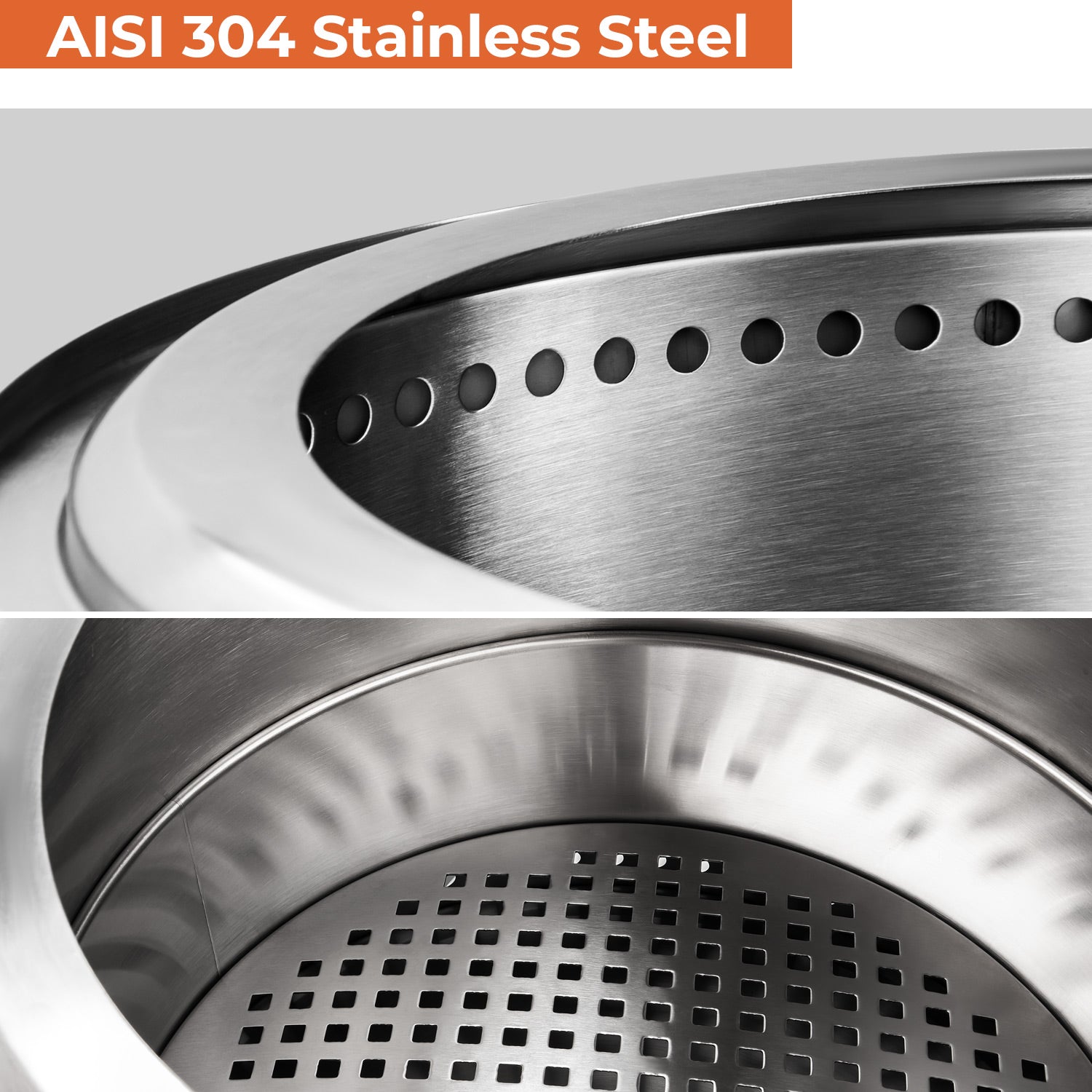 R.W.FLAME 19" Round Stainless SteelSmokeless Fire Pit with Detachable Ash Pan and Carry Bag