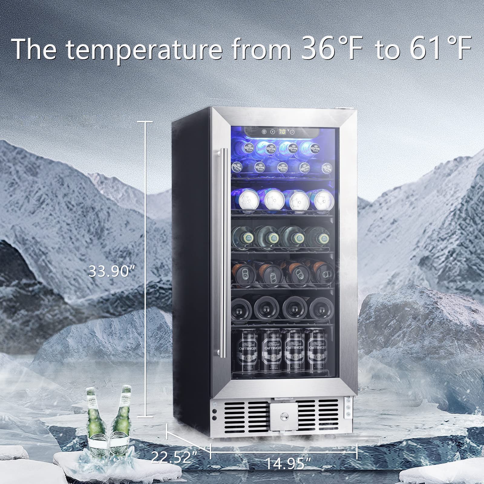 Antarctic Star 24 Inch Mini Fridge Beverage Digital Temperature