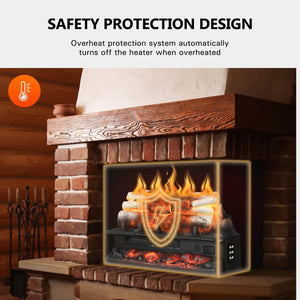 R.W.FLAME 20 Inch Electric Fireplace Log Heater with Crackling Sound and 5 Flame Brightness, 750W/1500W