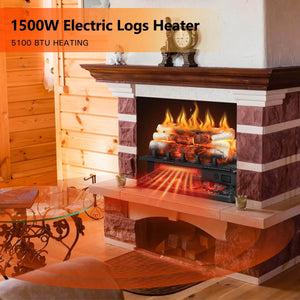 R.W.FLAME 20 Inch Electric Fireplace Log Heater with Crackling Sound and 5 Flame Brightness, 750W/1500W