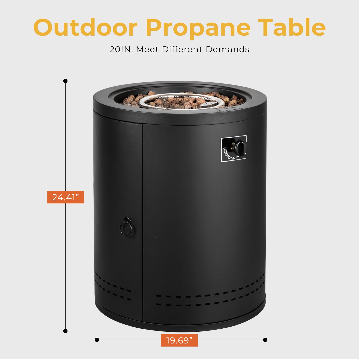 R.W.FLAME 20" 50000 BTU Smokeless Propane Fire Pit with Lava Rocks and Glass Wind Guard