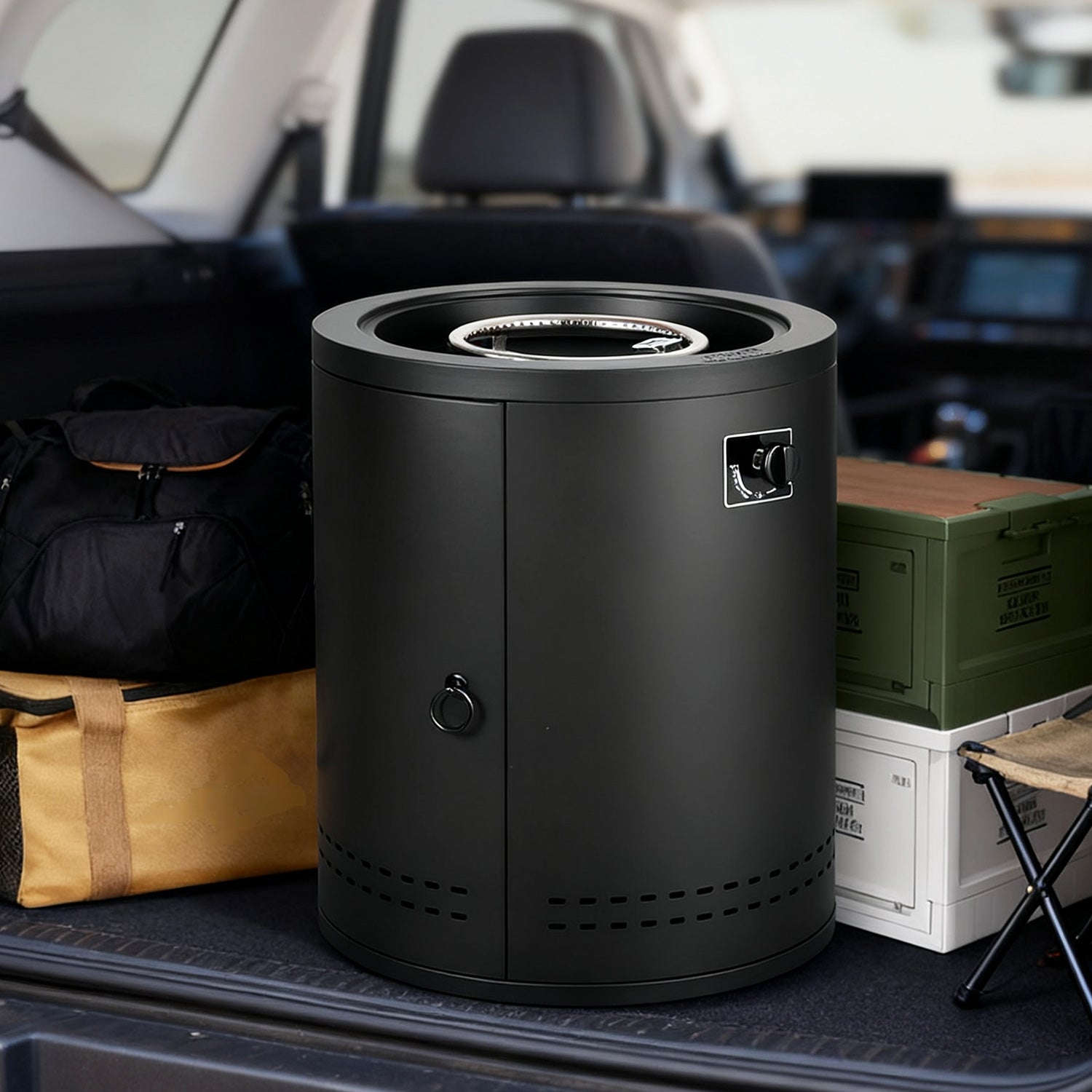 R.W.FLAME 20" 50000 BTU Smokeless Propane Fire Pit with Lava Rocks and Glass Wind Guard