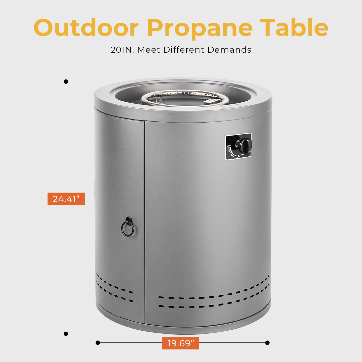 R.W.FLAME 20" 50000 BTU Smokeless Propane Fire Pit with Lava Rocks and Glass Wind Guard