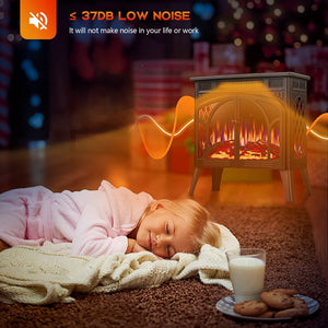 R.W.FLAME 24 Inch Electric Fireplace Heater with 4 Flame Effects and Log Set Colors, Heating Mode, Remote Control