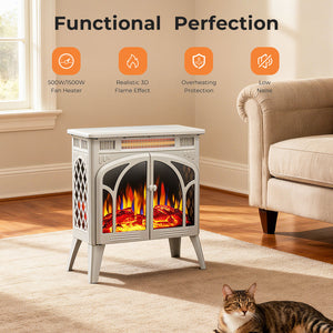 R.W.FLAME 24 Inch Electric Fireplace Heater with 4 Flame Effects and Log Set Colors, Heating Mode, Remote Control