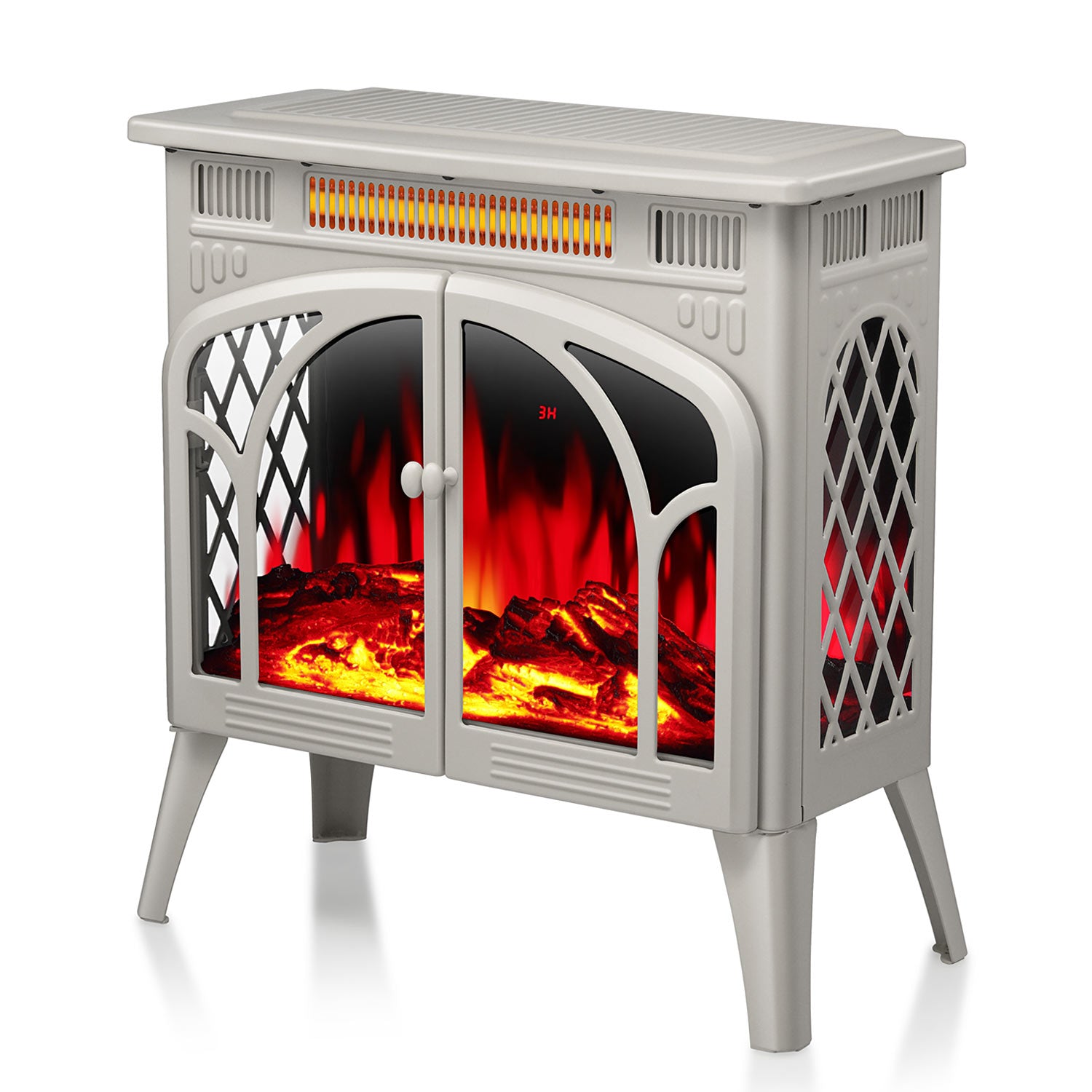 R.W.FLAME 24 Inch Electric Fireplace Heater with 4 Flame Effects and Log Set Colors, Heating Mode, Remote Control
