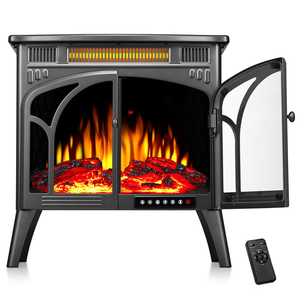 R.W.FLAME 24 Inch Electric Fireplace Heater with 4 Flame Effects and Log Set Colors, Heating Mode, Remote Control R.W.FLAME