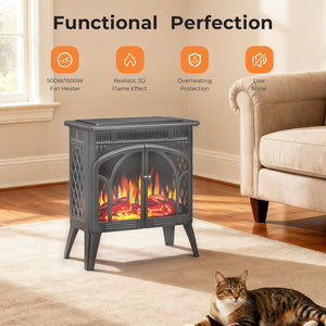 R.W.FLAME 24 Inch Electric Fireplace Heater with 4 Flame Effects and Log Set Colors, Heating Mode, Remote Control