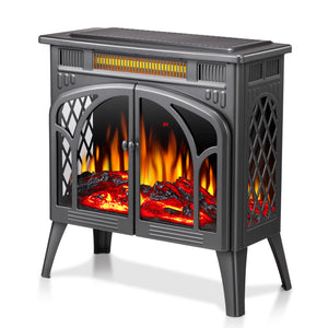 R.W.FLAME 24 Inch Electric Fireplace Heater with 4 Flame Effects and Log Set Colors, Heating Mode, Remote Control