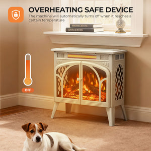 R.W.FLAME 24 Inch Freestanding Electric Fireplace Stove with Controllable 3D Flame, 4 Variable Flame and Log Colors