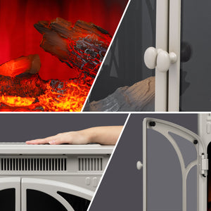 R.W.FLAME 24 Inch Freestanding Electric Fireplace Stove with Controllable 3D Flame, 4 Variable Flame and Log Colors