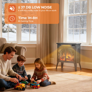 R.W.FLAME 24 Inch Freestanding Electric Fireplace Stove with Controllable 3D Flame, 4 Variable Flame and Log Colors