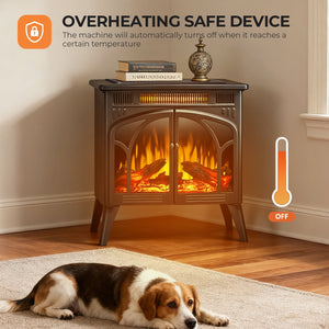 R.W.FLAME 24 Inch Freestanding Electric Fireplace Stove with Controllable 3D Flame, 4 Variable Flame and Log Colors
