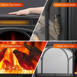 R.W.FLAME Electric Fireplace Heater 25" with 3D Realistic Flame Effect and Different Flame Color, 500W/1500W