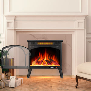 R.W.FLAME Electric Fireplace Heater 25" with 3D Realistic Flame Effect and Different Flame Color, 500W/1500W