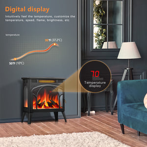 R.W.FLAME Electric Fireplace Heater 25" with 3D Realistic Flame Effect and Different Flame Color, 500W/1500W